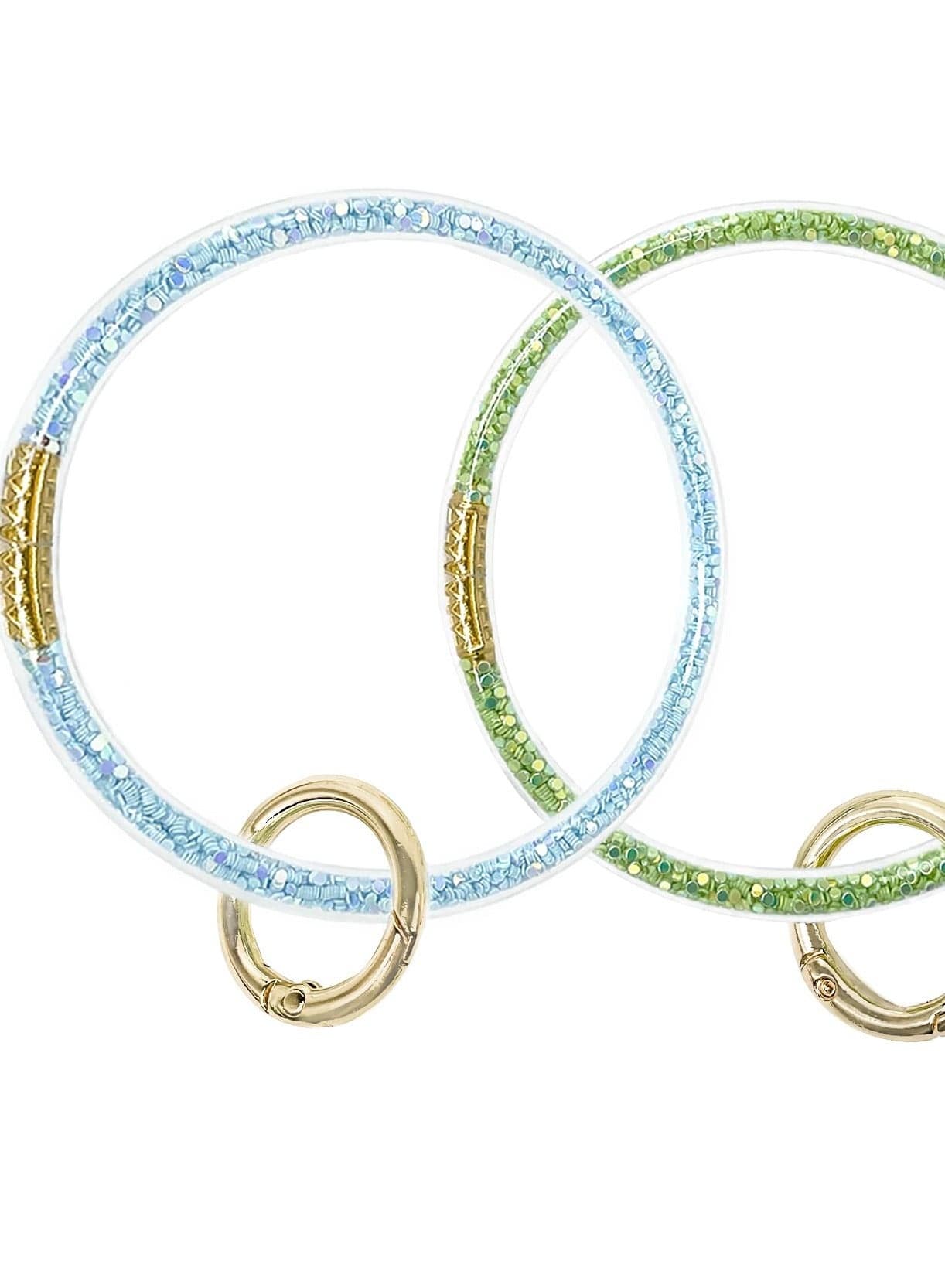 Stylish Silicone Phone Wrist Strap for Women and Girls, Bling Charm Keychain Lanyard in Blue and Green for Most Smartphones