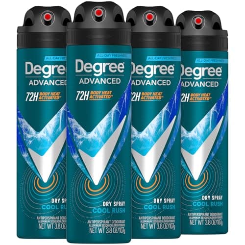 Degree Mens Antiperspirant Deodorant Spray Cool Rush 4Pack 72H Sweat Odor Protection 38 Oz Ea