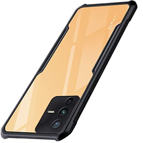 TheGiftKart Shockproof Crystal Clear Back Cover Case for Vivo V23 Pro 5G | 360 Degree Protection | Protective Design | Transparent Back Cover Case for Vivo V23 Pro 5G (PC & TPU, Black Bumper)