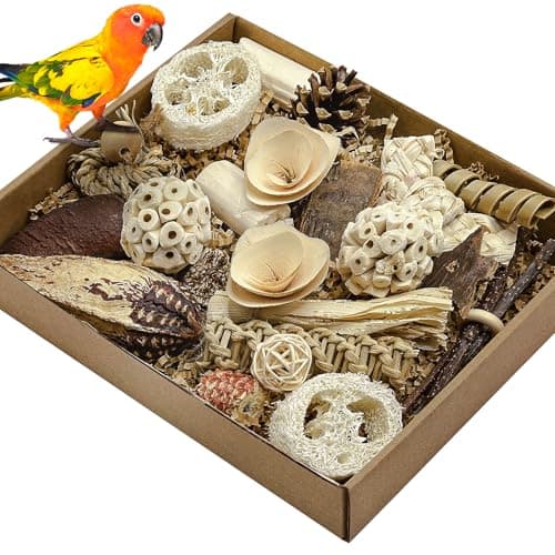 LOPERDEVE Natural Bird Toy Foraging Parrot Shredding Toys Box Conure Chewing Toys for Cockatiel Lovebird Parakeet Budgie SmallMedium Birds Nature Color