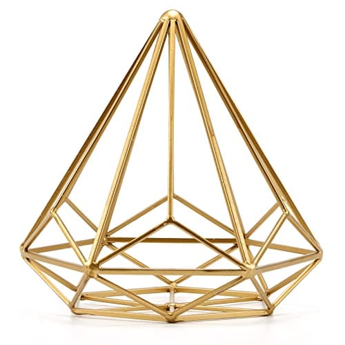 HLQMFHT 6 inches-Bright Gold Iron Sphere-Diamond Shape, Geometric Sculpture Decorative Sphere,Tabletop Decorations for Living Room, Study,Bedroom,Modern Home Decor Accents