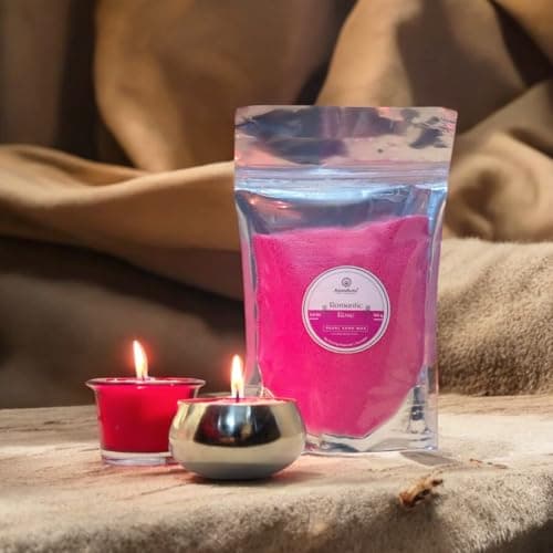 ASIAN AURA Pearl Sand Wax Candle Making Kit - 10 Cotton Wicks with Glass & Metal Container, Granulated Wax, Refillable Beaded Wax for Home Decor, Weddings, Festivals, Gifts (Rose Scented-100 Grms)