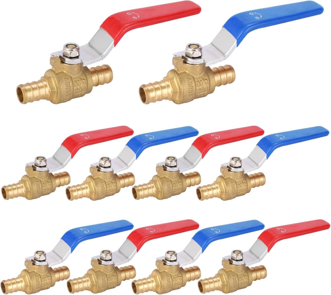 HeSun 10-Pack 1/2 Inch PEX Ball Valves - Brass Crimp Shut-off Valve for Hot and Cold Water