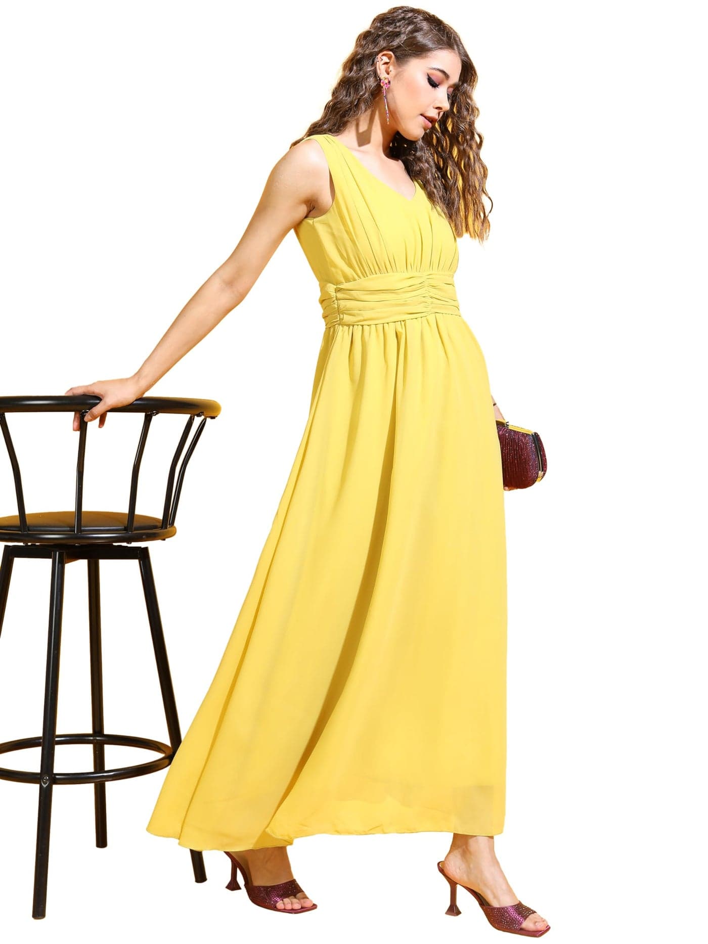 Tokyo Talkies Women Bright Yellow Solid Dress