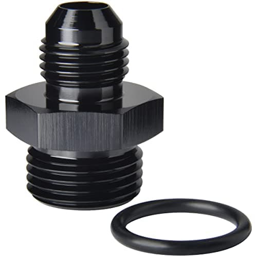 Podavelle 6AN Male Flare to 8AN ORB O-ring Boss Fuel Pump Rail Adapter Fitting Aluminum Black