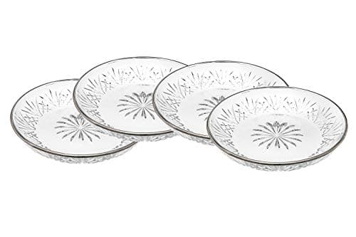 Godinger Dessert Plates, Salad Plates, Appetizer Plates, Fruit Plates, Dishware - Clear with Silver Band, Dublin, Set of 4