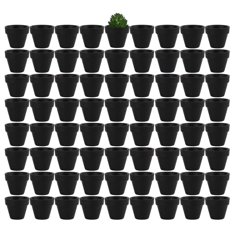 Yishang 19 Inch Tiny Black Terracotta Pots Pack of 72Small Mini White Clay Pots with Drainage Holes Flower Nursery Terra Cotta Planter for Tiny CactusHerbSucculent PlantsCrafts