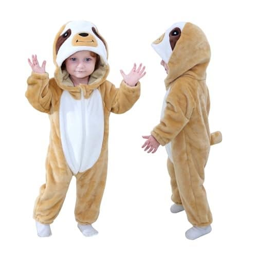 TONWHAR Kids And Toddlers Infant Tiger Dinosaur Animal Fancy Dress Costume Outfit Hooded Romper Jumpsuit 612 MonthsHeight2629Sloth