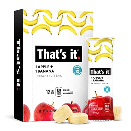 Thats it Apple Banana 100 Natural Real Fruit Bar Best High Fiber Vegan Gluten Free Healthy Snack Paleo for Children Adults Non GMO SugarFree No Preservatives Energy Food 12 Pack