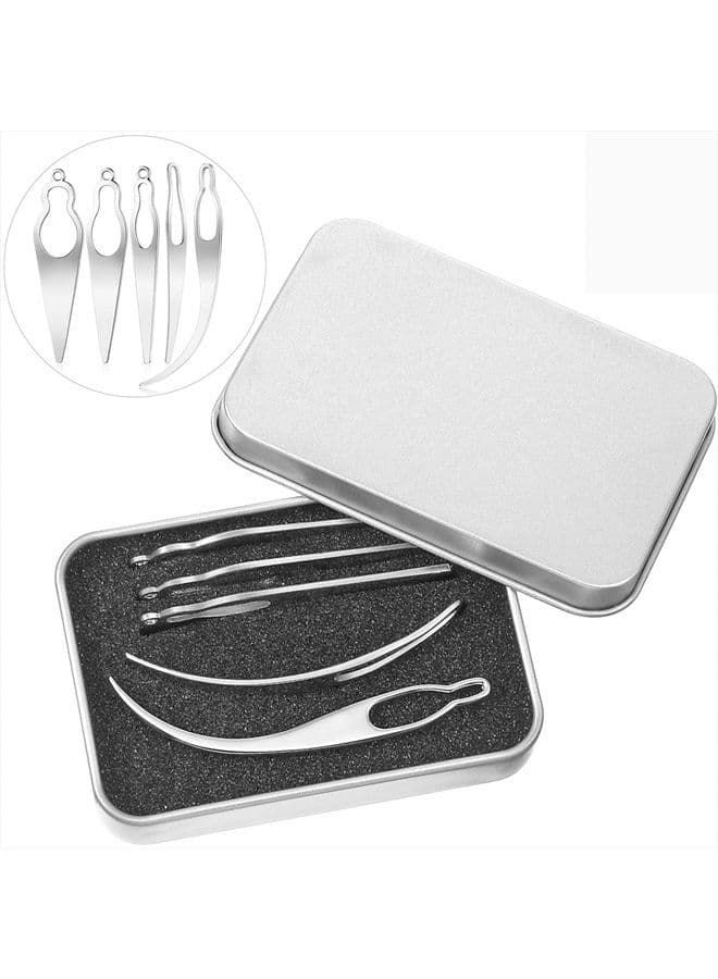 5 Pieces Dreadlocks Tool Sisterlocks Craft Dreadlocks Hair Extensions Locs Tightening Accessories Easyloc Hair Tool Crochet with 1 Metal Gift Box for Different Locs(Silver)