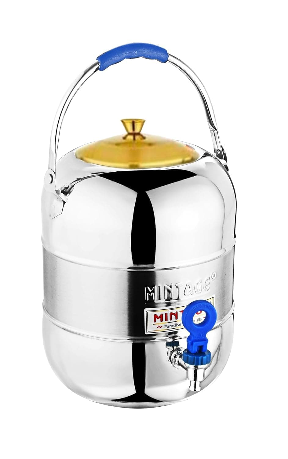Mintage Stainless Steel Water Container 12.5 Liter with Tap | Water Tank Matka Pot for Drinking and Storing | Steel Matka | Water Handi Steel Matki | Water Jug Pot for Drinking