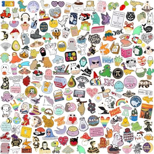 SINCCO 20/40/50 PCS Cute Enamel Backpack Pins, Funny Enamel Pins Bulk Set Cool Button Pins Aesthetic Brooch Lapel Pins Anime for Backpacks, Jackets, Hats, Kids, Girls(Style-50)