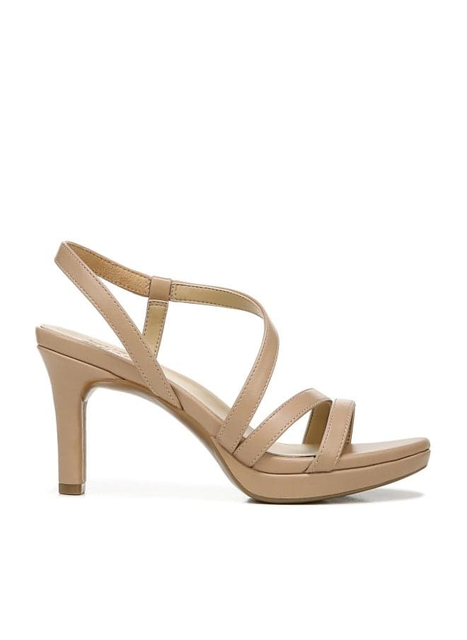 Naturalizer Womens Brenta Heeled Sandal, Beige, 8.5 US