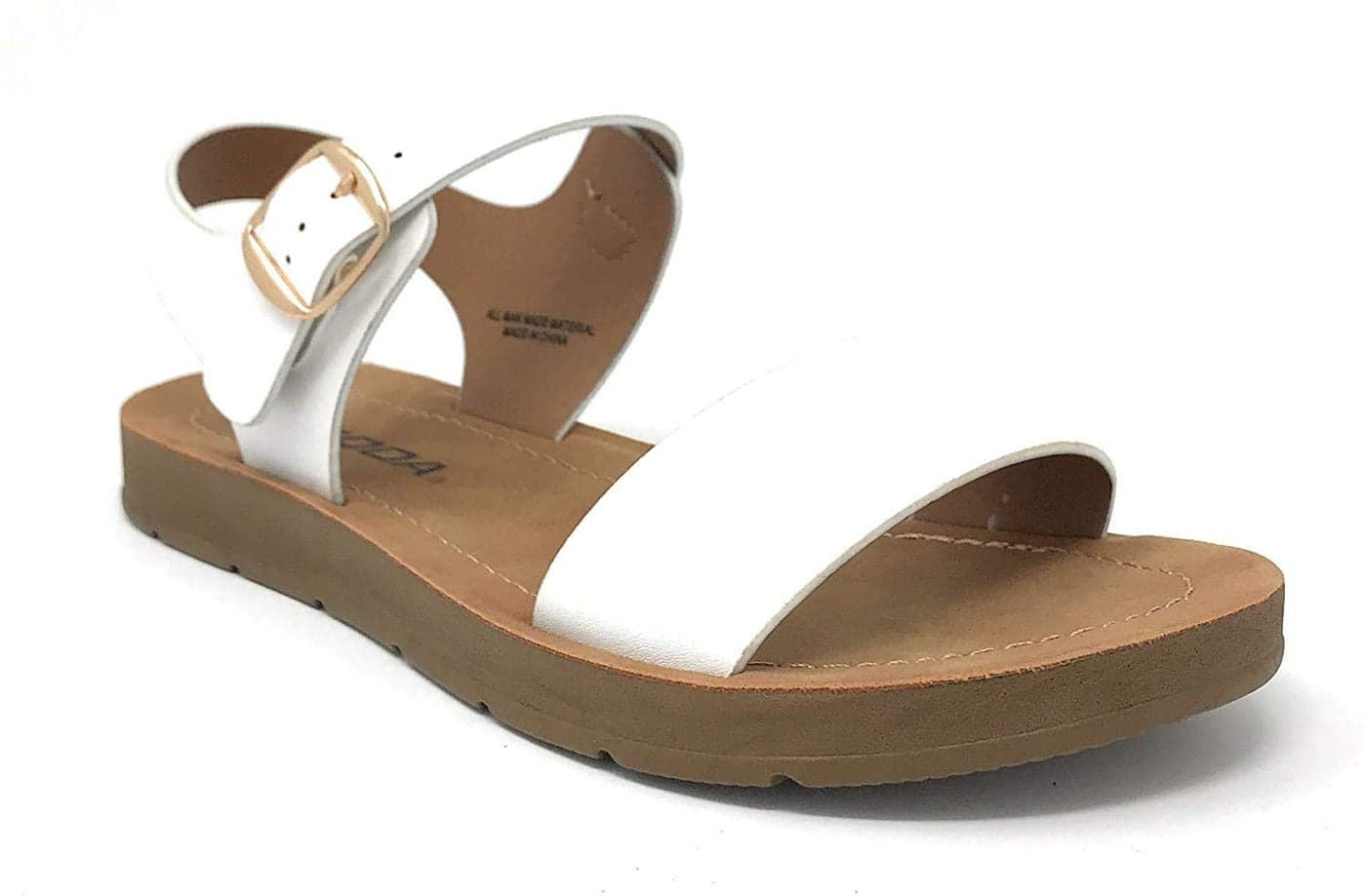 Soda Women's Strappy Flat Sandals (8, White Jd, numeric_8)