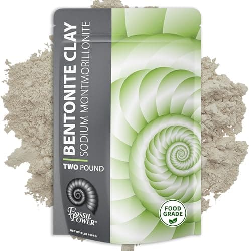 FOSSIL POWER Bentonite Clay Food Grade Powder 2 Lb Natural Heavy Metal Detox Pore Cleansing Indian Healing DIY Hair Facial Mask Treatment for Oily Skin Toothpaste Deo Bath Foot Soak