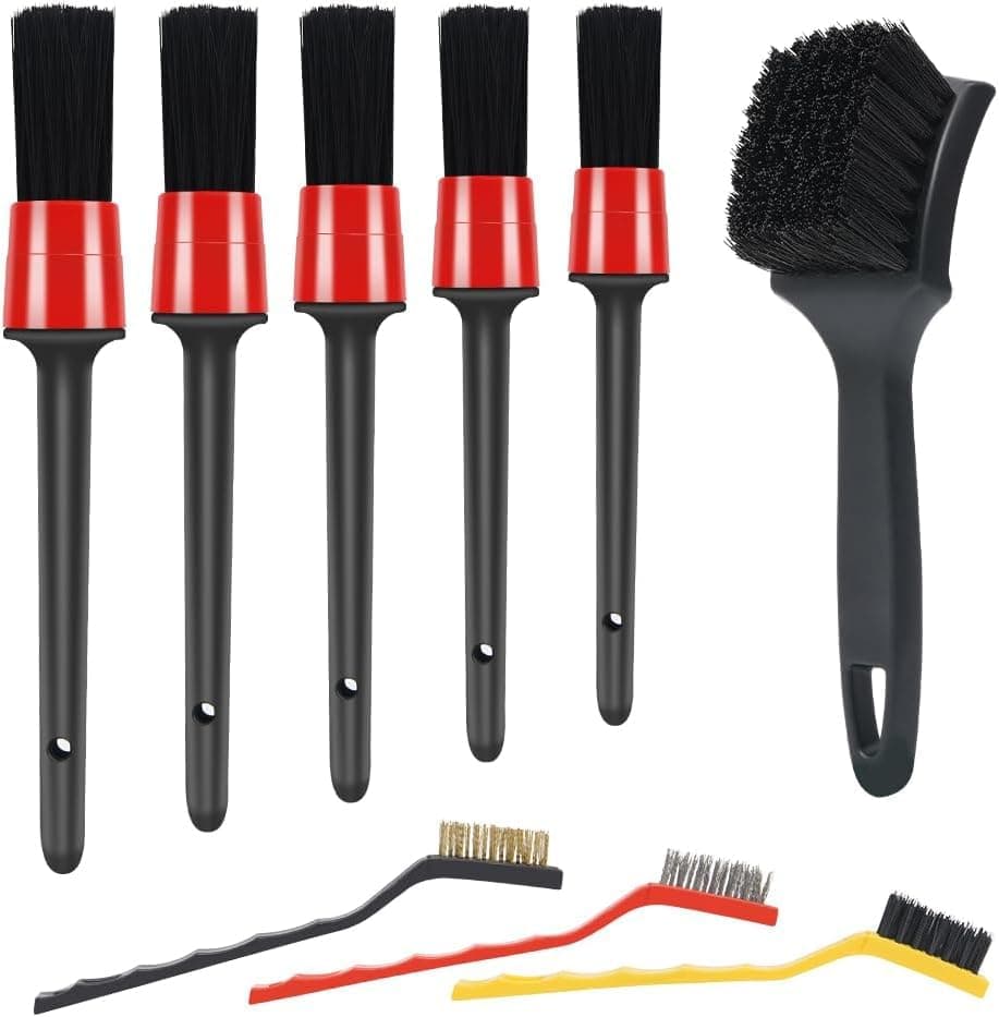 Car Detailing Brush Set - 4-Piece Kit for Interior & Exterior Cleaning - Premium Car Wash Brush for Professional Results car Duster Interior (3PCSBRUSH+1BRUSH)