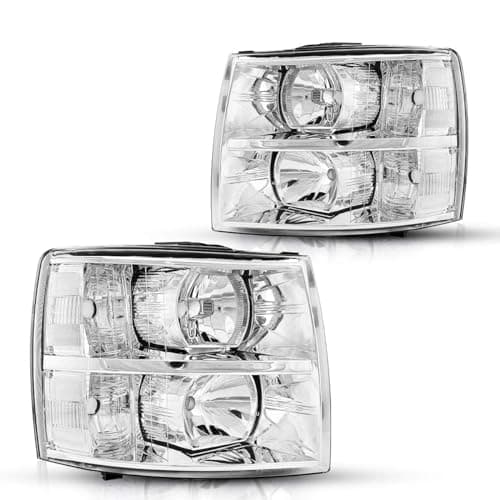 Torchbeam Clear Housing Headlights Headlamps Assembly Set for 0713 Silverado 1500 0714 Silverado 2500 HD3500 HD 07 Silverado 2500 HD3500 Classic Clear Lens Clear Reflector Headlights Pair