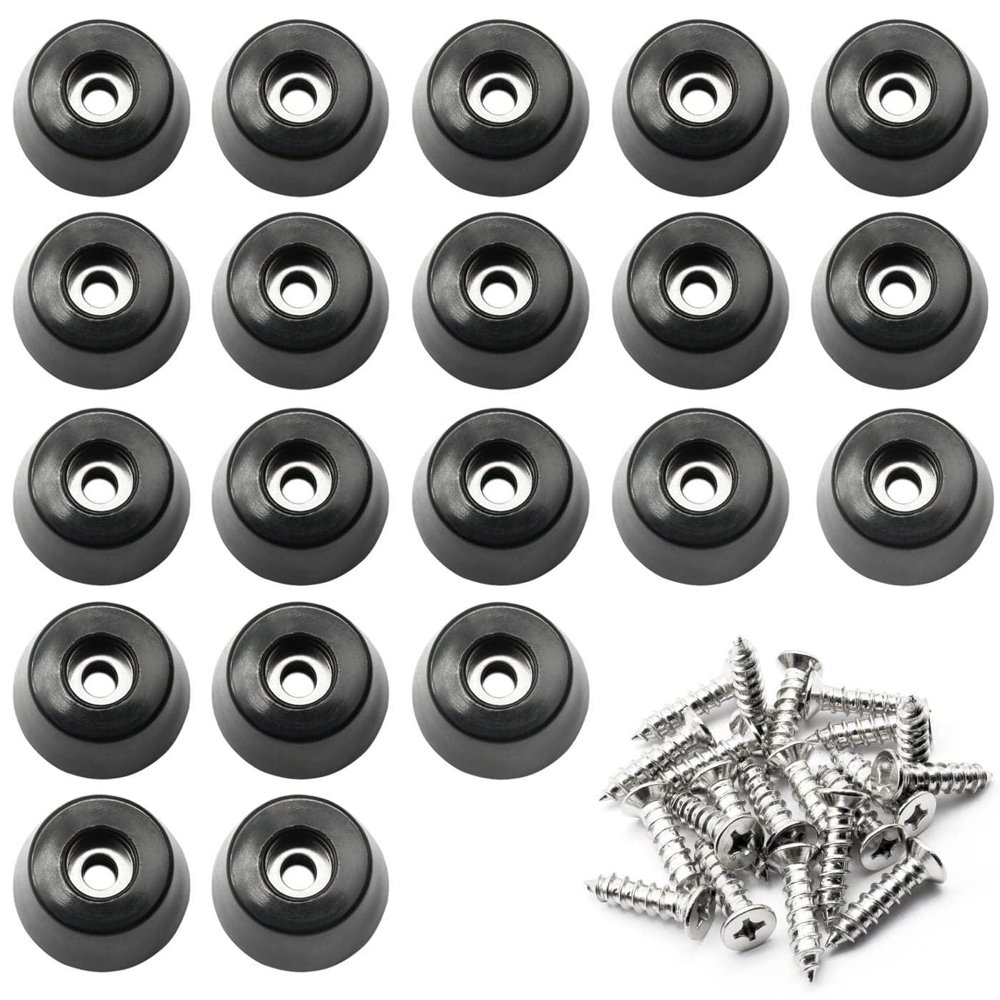 Rubber Cutting Board Feet with Stainless Washer and Screws 125 inch Black Round Rubber Feet Non Slip Bumper Pads for Furniture Electronics Application20 Pack
