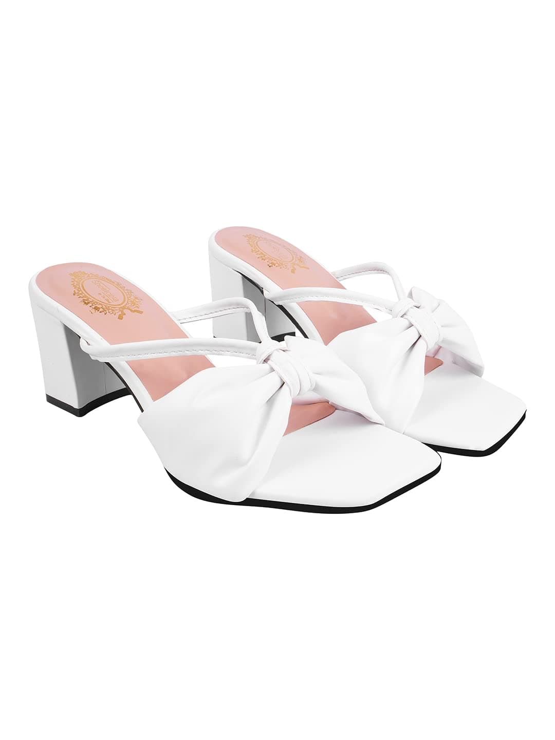 Shoetopia Women & Girls detailed Strap Stylish Fashion Sandal Block Heels /1296/White/UK7