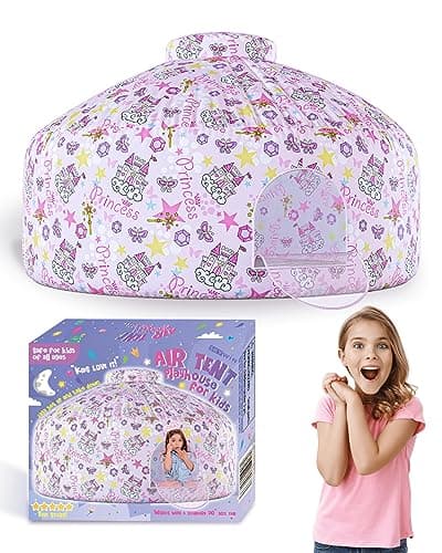 Skywin Fairy Fort Air Tent for Kids with Door 77 x 50 Builds in 30 Seconds Toddler Tents Indoor for Imaginative Play Kids Forts Indoor PlayhouseChristmas or Birthday Gift Fan Not Included