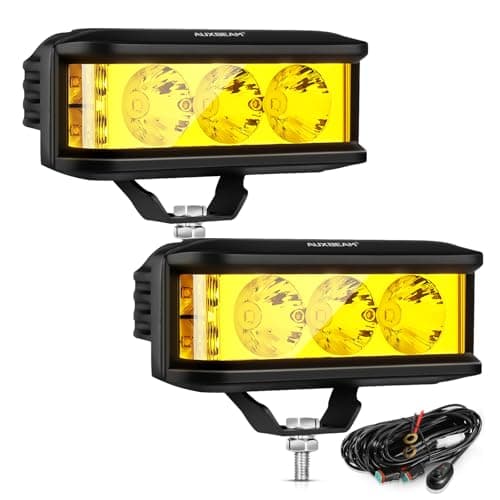 Auxbeam 5inch 68W Amber Fog Light Side Shooter LED Light Bar with Golden Yellow Spot Flood Combo Beam, Waterproof Offroad Fog Light for UTV ATV Jeep Wrangler Motor Truck Boat