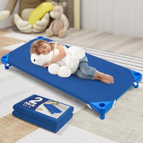 Comfyanno Cot Sheets for Daycare Standard Size Fits 23 x 52 Cot 2 Pack Daycare Essentials Soft Comfortable Fitted Cot Cover for Preschool Kids Nap Time Brushed Microfiber Navy Blue
