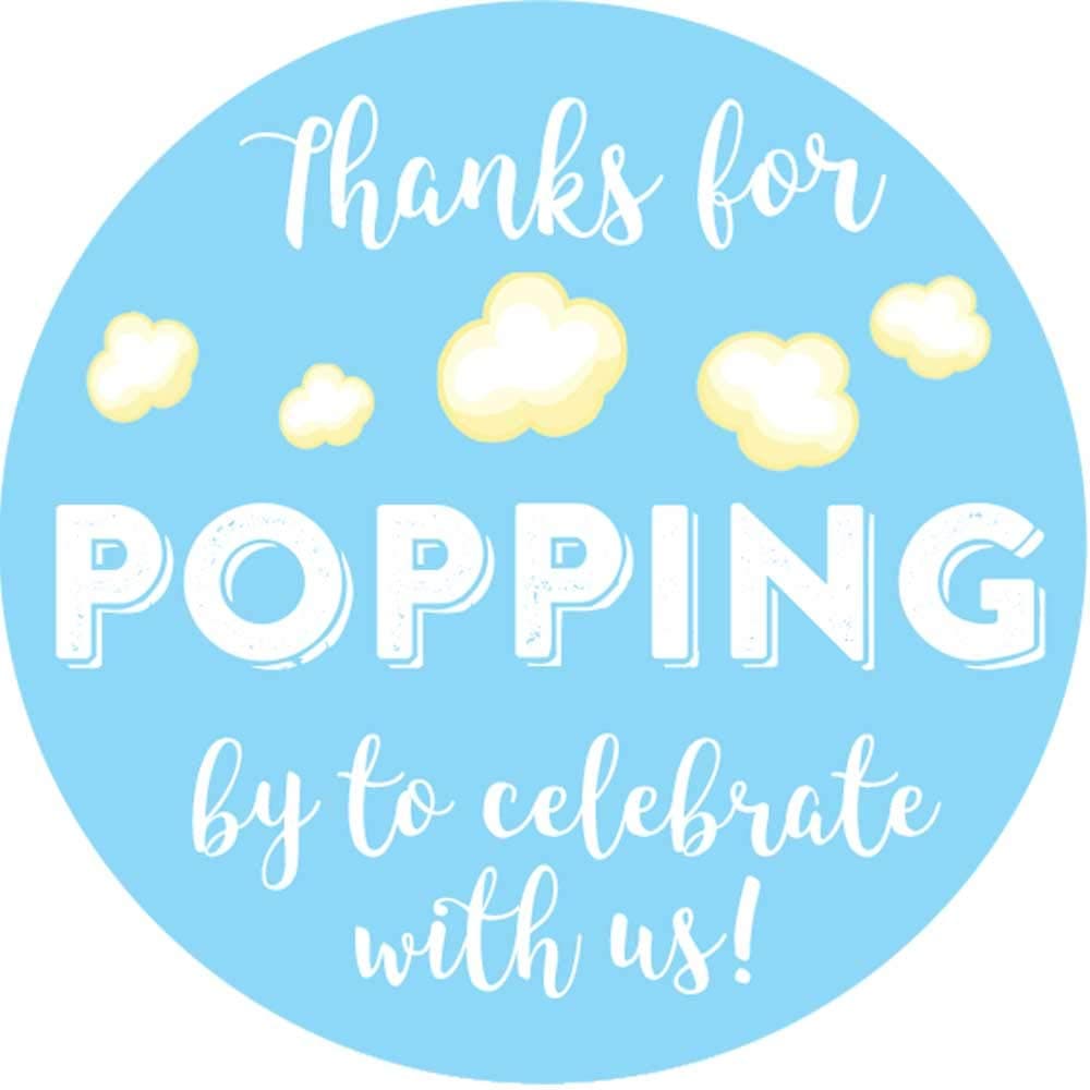 19 Inch Thanks for Popping by Wedding Stickers Set of 60 Light Blue