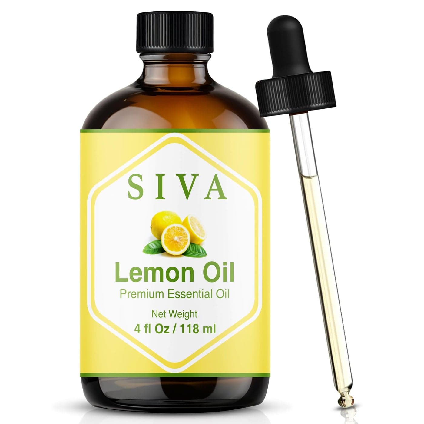 Siva Lemon Essential Oil 4 Fl Oz 100 Natural Lemon Oil for Diffuser Face Skin Care Aromatherapy Hair Care Scalp and Body Massage with Dropper