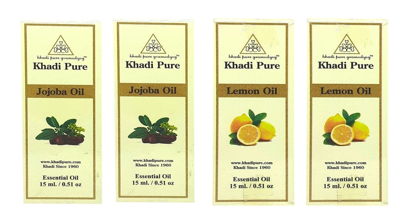 Khadi Pure Jojoba & Lemon Essential Oil, 15 Ml (Pack Of 4)