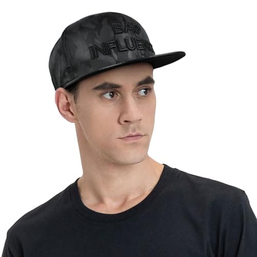 VRITRAZ Unisex Adjustable Polyester Plain Stylish Hip Hop Cap for Men and Women (Ages 16-17) - Trendy Bad Black Snapback Hat | Street Style, Summer Wear All-Day Wear Men, Women, Boy, Girls