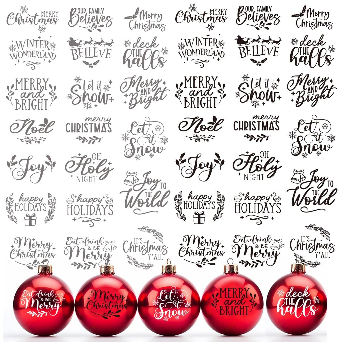 40 Pieces Christmas Word Stickers for Crafts Christmas Vinyl Stickers Waterproof Xmas Decals for Ornament Ball Wood Cup Glass Water Bottle Decoration 40 pcs Words