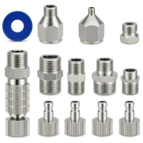 HUBEST 13Pcs Airbrush Adapter Kit with Quick Release Set 1 Female 5 Male Plugs Includes 7 Size Couplers Teflon Tape 18 14 BSP Fitting Connector for Compressor Hose Paasche Badger I