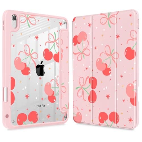 Tuiklol Case for iPad Air 11 Inch M4 2026 / Air 11 Inch M3 2025 / Air 11 Inch M2 2024 / iPad Air 10.9 Inch 2022 2020, Buit in Pencil Holder with Shockproof Cover Clear Transparent Back, Etro Cherry