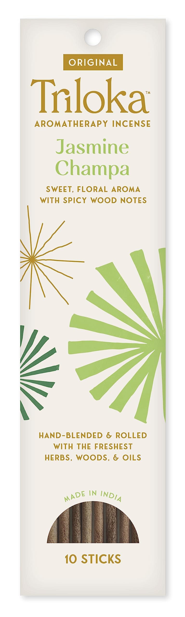 Triloka Original Incense, Jasmine Champa, 10 Sticks