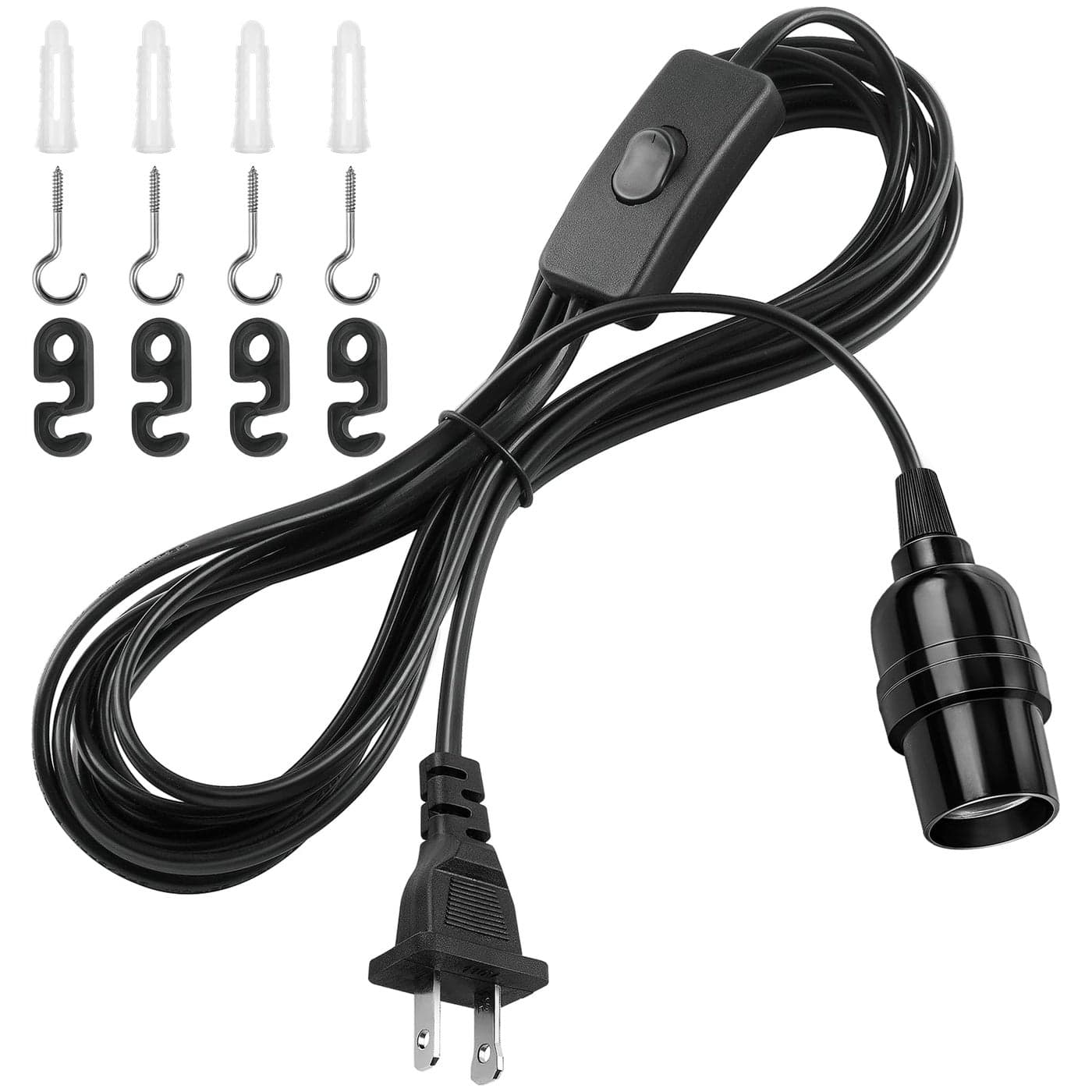 DiCUNO Extension Hanging Lantern Cord Cable E26 Pendant Light Lamp Socket OnOff Switch Close to Polarized Plug 13 Feet Medium Base for Grow Plant Ceiling Lights Fixture Black 1 Pack