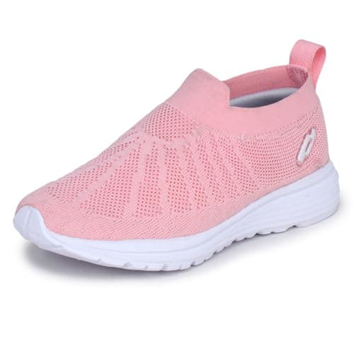 TRASE Sports Slip-On Shoes for Kids | Knitted Upper Lightweight Footwear for Boys & Girls | Comfortable EVA Sole and Breathable Shoes for Walking & Play (Pink, 13C UK)