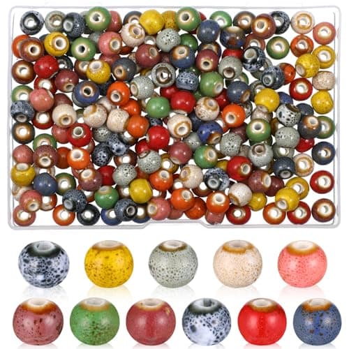 200Pcs Ceramic Beads 8mm Colorful Porcelain Beads Round Porcelain Bead for Bracelets Necklaces Jewelry Making