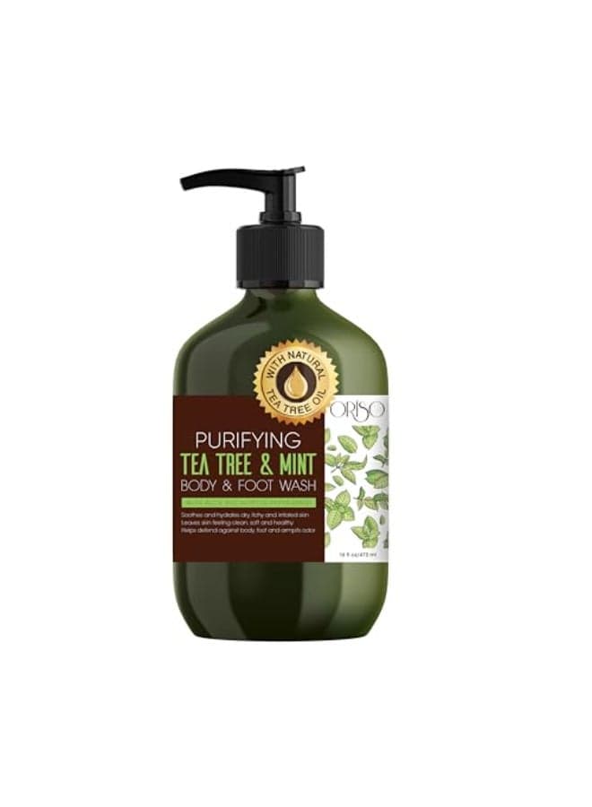 Tea Tree Body Wash with Mint for Women and Men Helps Acne Athletes Foot Jock Itchy Ringworm Eczema Body Odor Itchy Skin Moisturizing and Hydrating Sensitive Skin 16oz