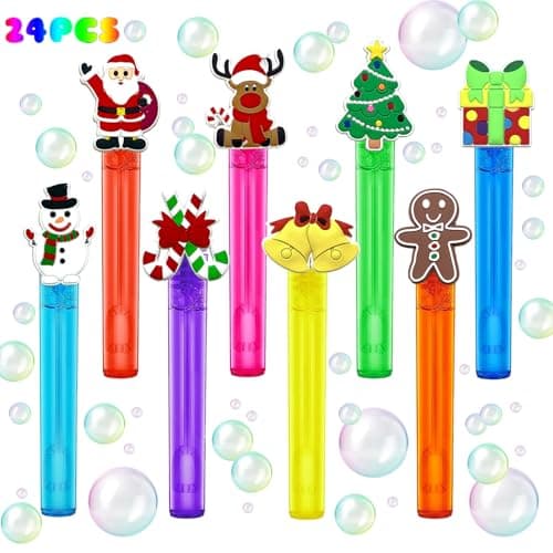 uoyoi Christmas Party Favors24Pcs Christmas Bubble Wands for KidsXmas Bubble Wand for Birthday Party SuppliesClassroom Prizes Pinata Goodie Bag Stuffers Gift