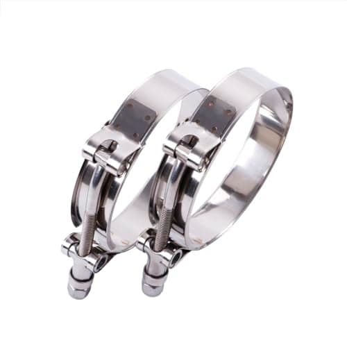 LUXERAD 2Pcs 15 Inch Stainless Steel TBolt Hose ClampsClamp Range 18214654mm for Turbo Intake hose ClampsClamp Range 1824650mm