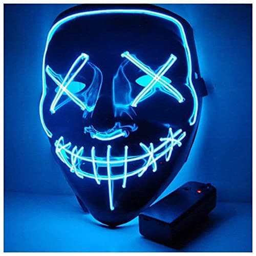 Zibuyu® Halloween Mask for Men & Women - Led Light Up Ghost Mask - Call of Duty Ghost / V Vendetta - Blue