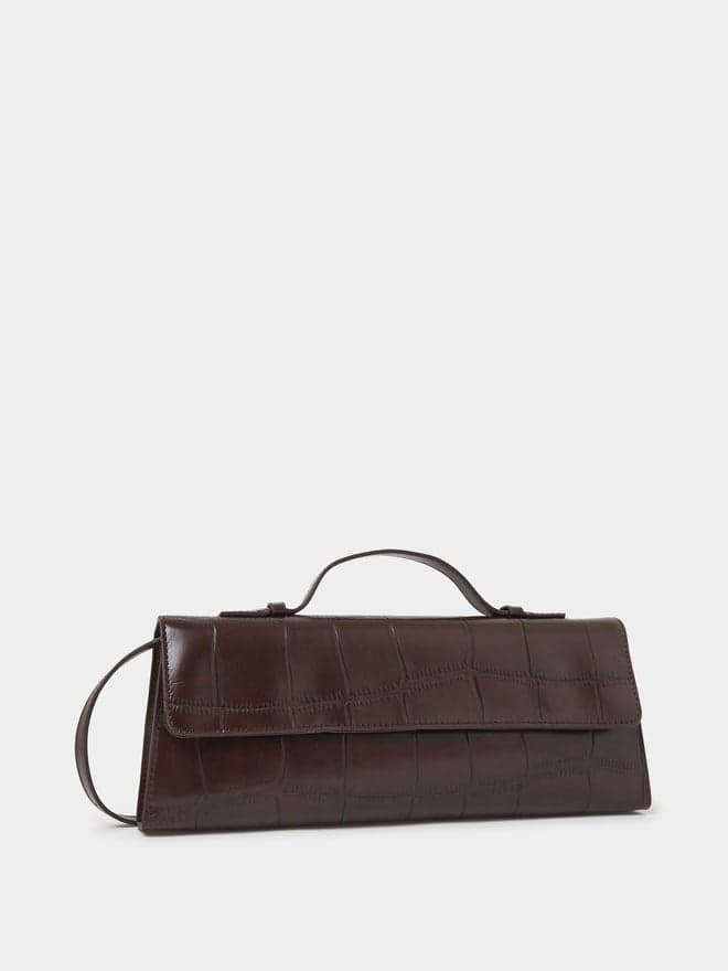 Styli Textured Flap Elongated Clutch