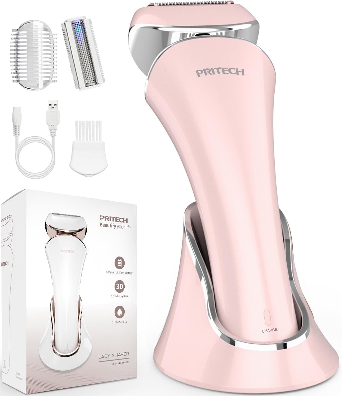 Electric Shaver Women Rechargeable Razor Ladies ShaverLady Razor for LegsArmUnderarmBikiniUSB Rechargeable Razor WetDry Cordless for Woman