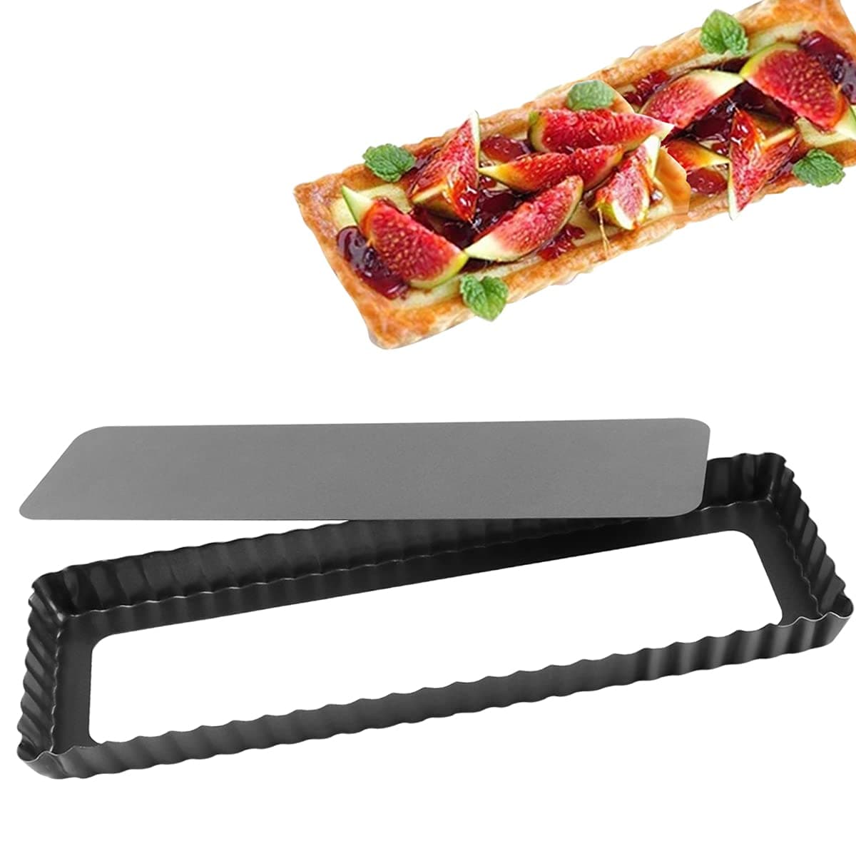 Cyimi Rectangular Tart Pan 14 Inch Nonstick Quiche Pie Pan with Removable Bottom Tart Pan for Pies Quiche Bakeware Cheese Cakes Desserts