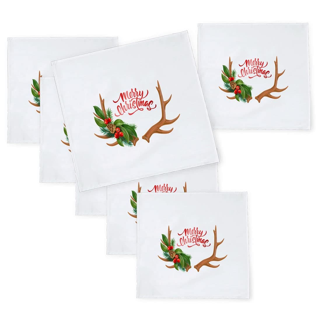 Khakee 6 Pcs Christmas Theme Silk Table Napkins 10x 10 for Xmas Decoration Christmas OrnamentsChristmas Giftxmas21155