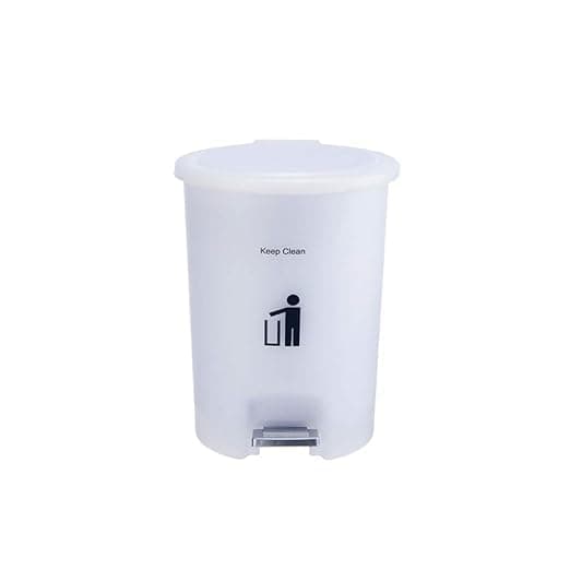 RELEMTRA Desktops Mini Trash Can with Foot Padal Plastic Waste Garbage Can Sundries to Store Large Buckets Desktops Trash Bin for Home Office Kitchen Living Room Bedroom White