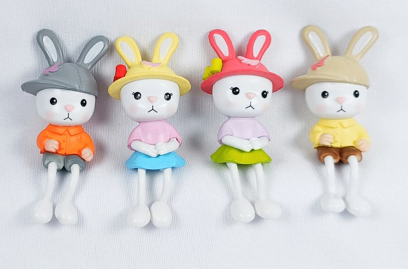 BHOOLU&GOOLU Cute Miniature Hanging Leg Rabbit Couples - 4 Pcs Set (Hight : 7 CM)