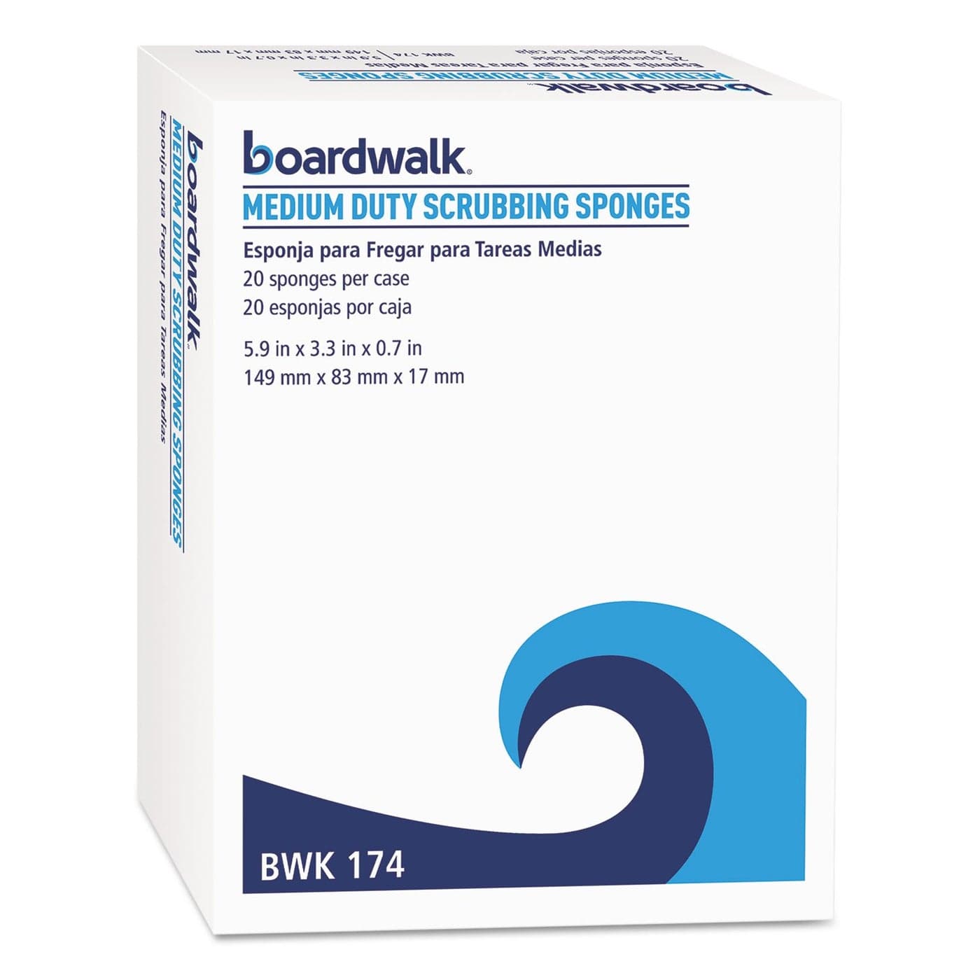 Boardwalk 74BWK MD 36 in x 61 in Medium Duty Individually Wrapped Scrubbing Sponge YellowGreen 20Carton