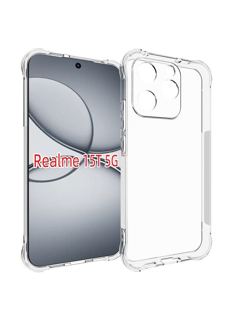 Transparent Protective Case Compatible with OPPO Realme 15T 5G Slim-Fit TPU Clear Soft Back Cover Features 4-Corner Shock-Absorbing Airbags and Camera Lens Protection