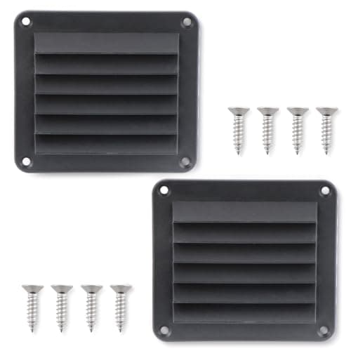 VTurboWay 2 Pcs 5-1/2" Louvered Flush Plastic Thru Vent for Caravan, Marine Boat Vent for Marine, Black, Free Installation Screws